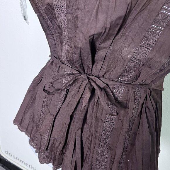 NWT Notations Brown Short Sleeves Button Blouse Top Sz S - Picture 5 of 9